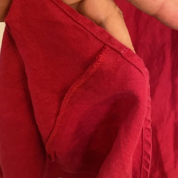 Spiegel 100% Linen (Flax) Cranberry Red long zippered tailored dress flaws pic 3 - Picture 12 of 15